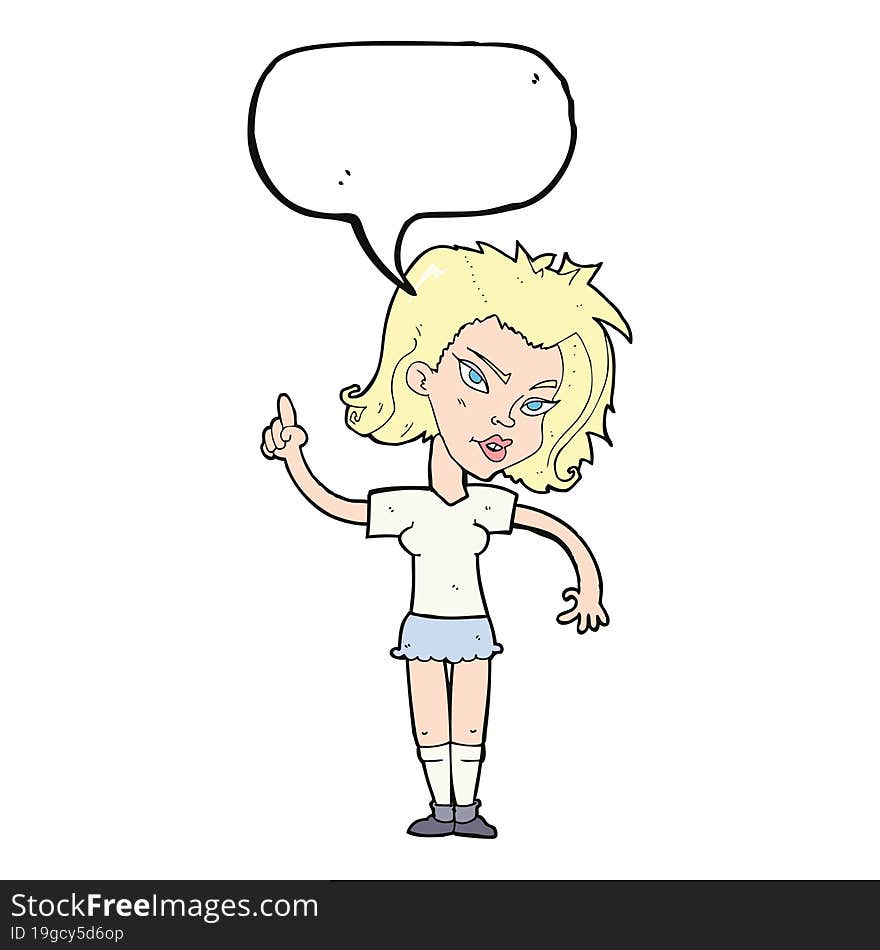 cartoon woman with idea with speech bubble