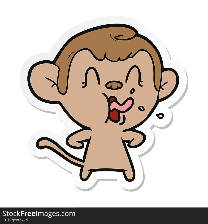 sticker of a crazy cartoon monkey