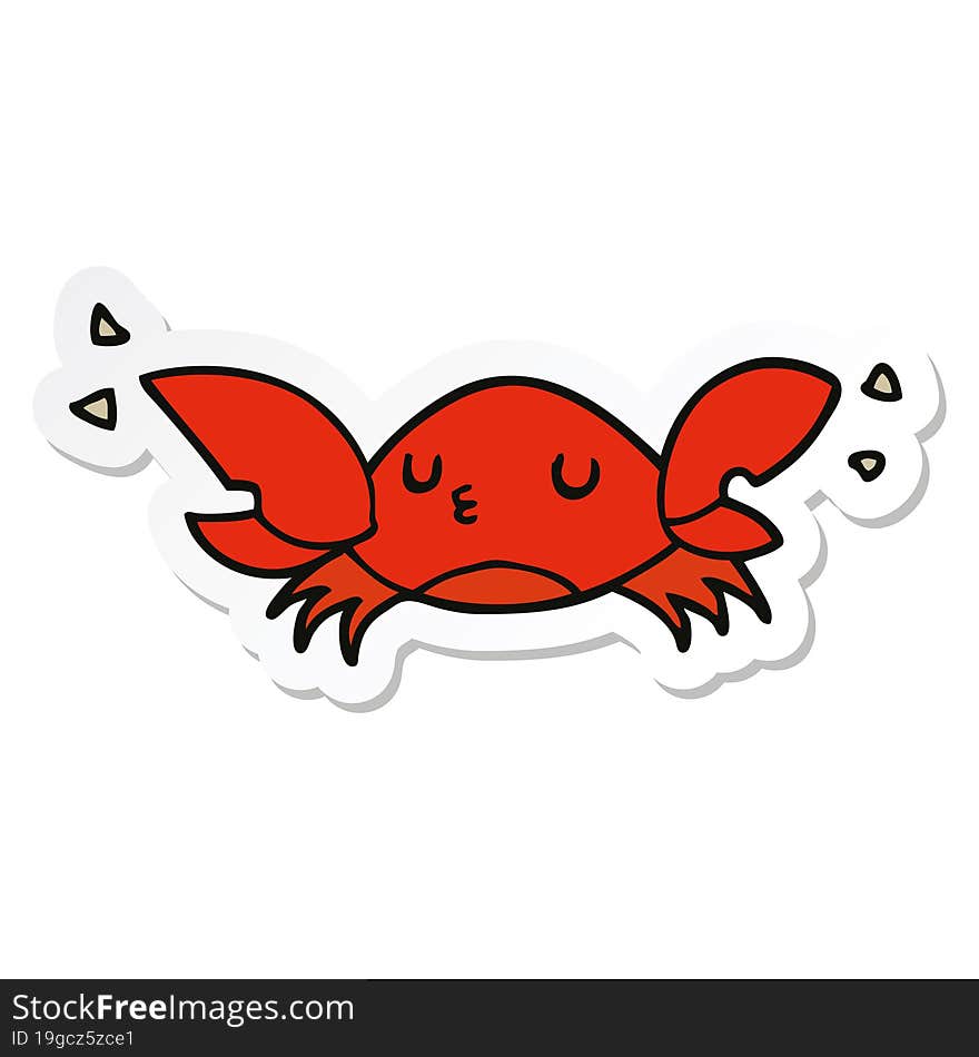 sticker of a cartoon crab