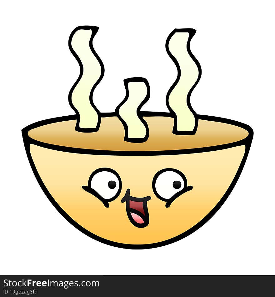 Gradient Shaded Cartoon Bowl Of Hot Soup