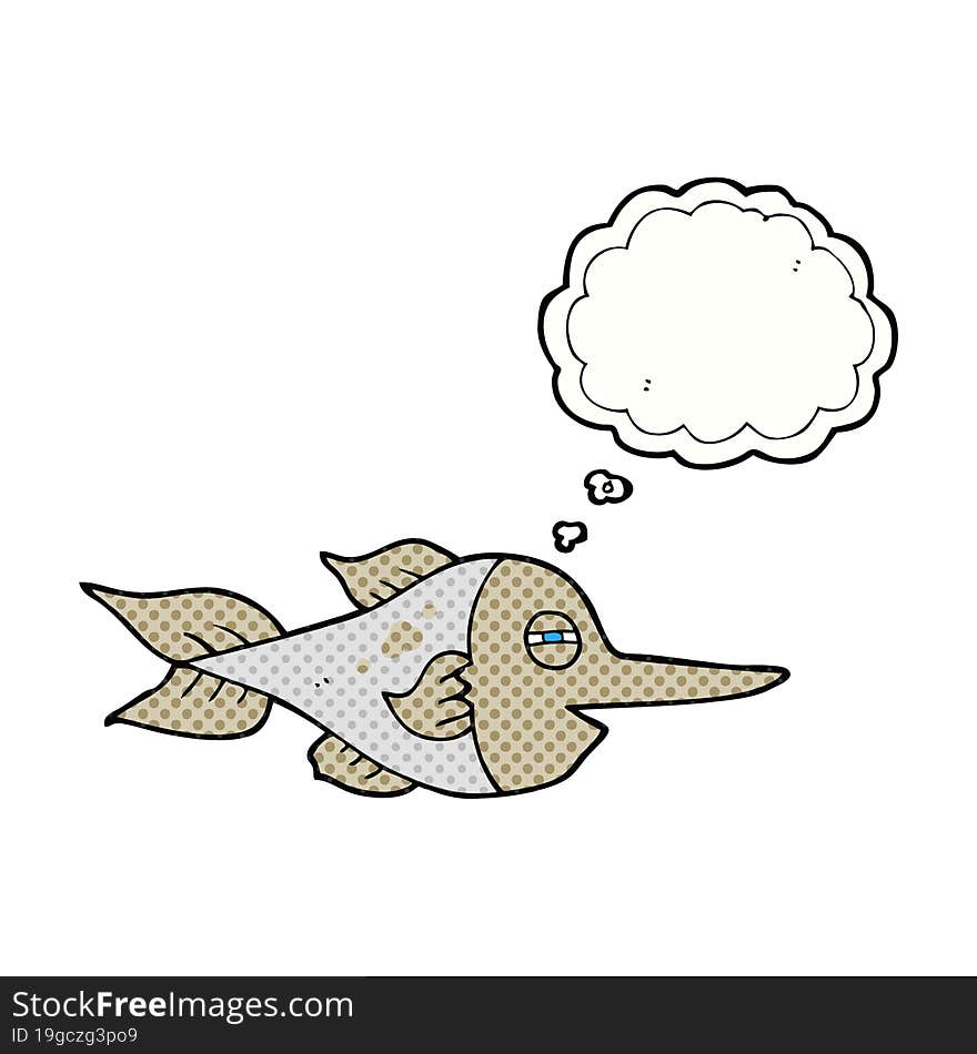 freehand drawn thought bubble cartoon swordfish