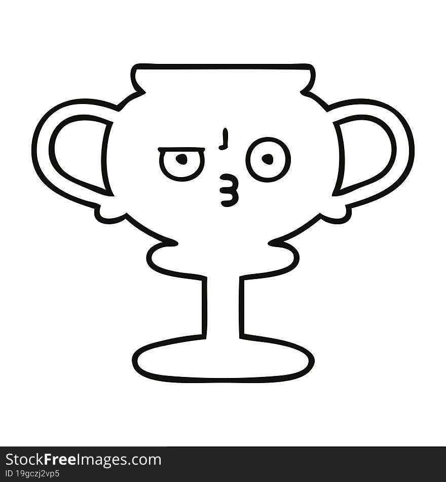 line drawing cartoon of a trophy. line drawing cartoon of a trophy