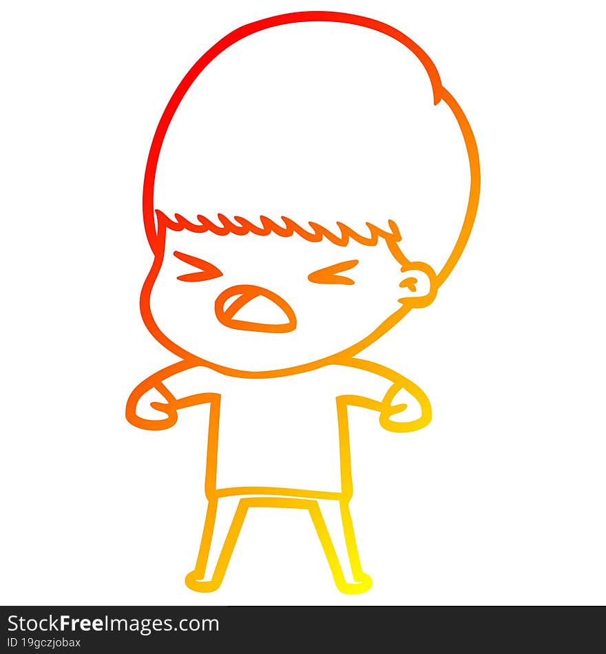 Warm Gradient Line Drawing Cartoon Stressed Man