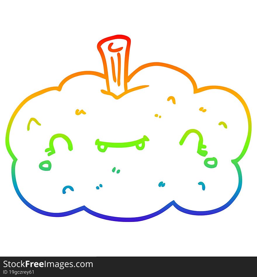 Rainbow Gradient Line Drawing Cartoon Pumpkin