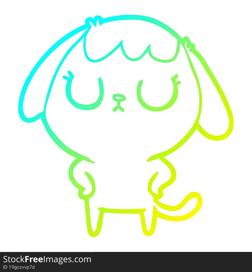 cold gradient line drawing cute cartoon dog