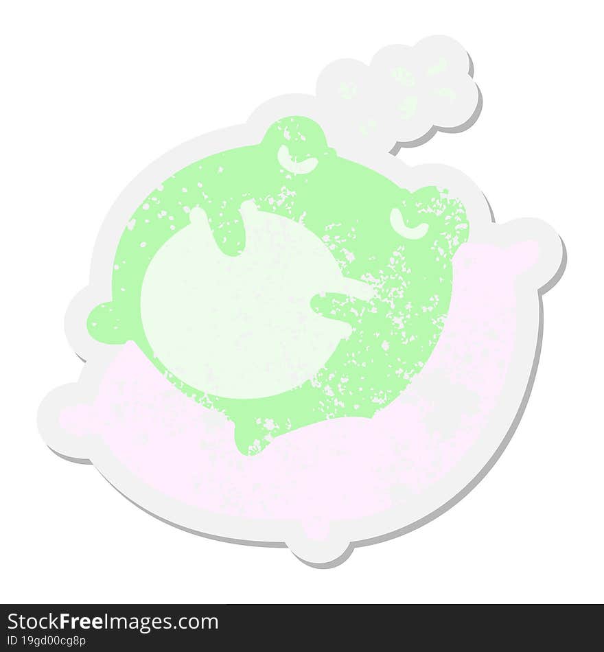 cute frog sleeping on a pillow grunge sticker