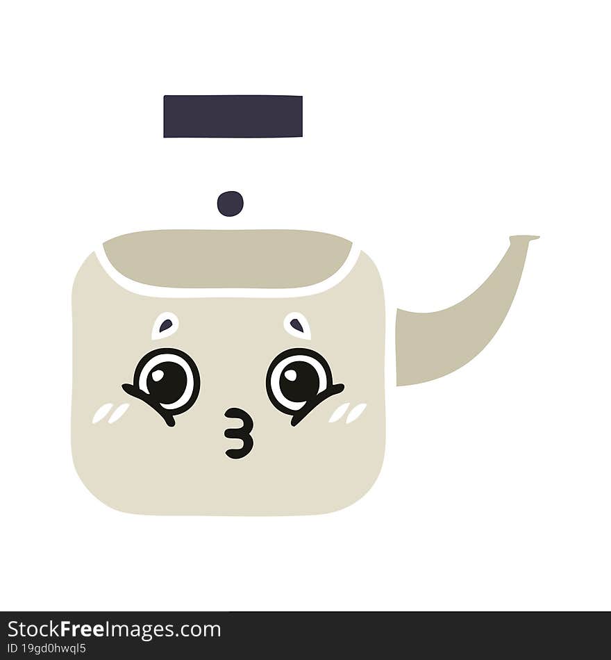 flat color retro cartoon of a kettle