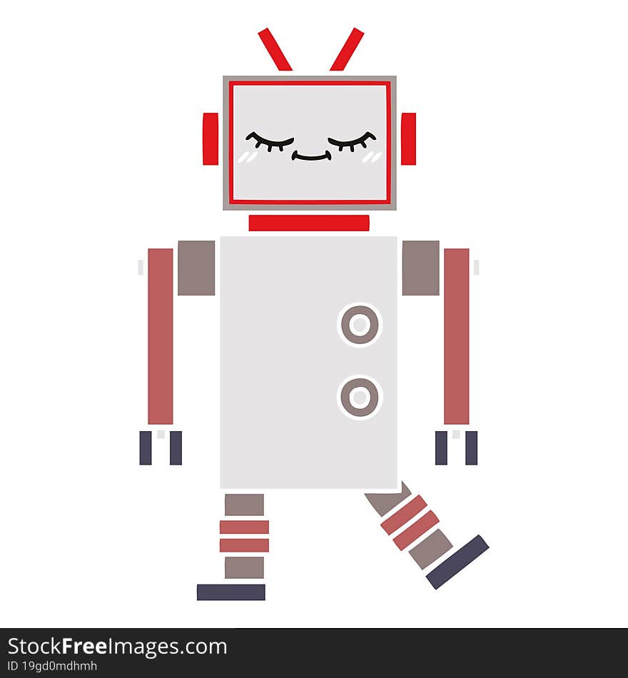 Flat Color Retro Cartoon Robot