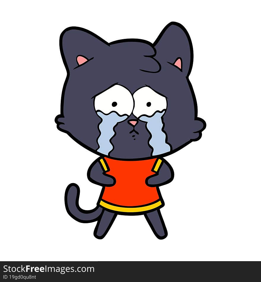 cartoon crying cat. cartoon crying cat