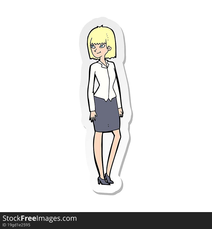 sticker of a cartoon pretty businesswoman