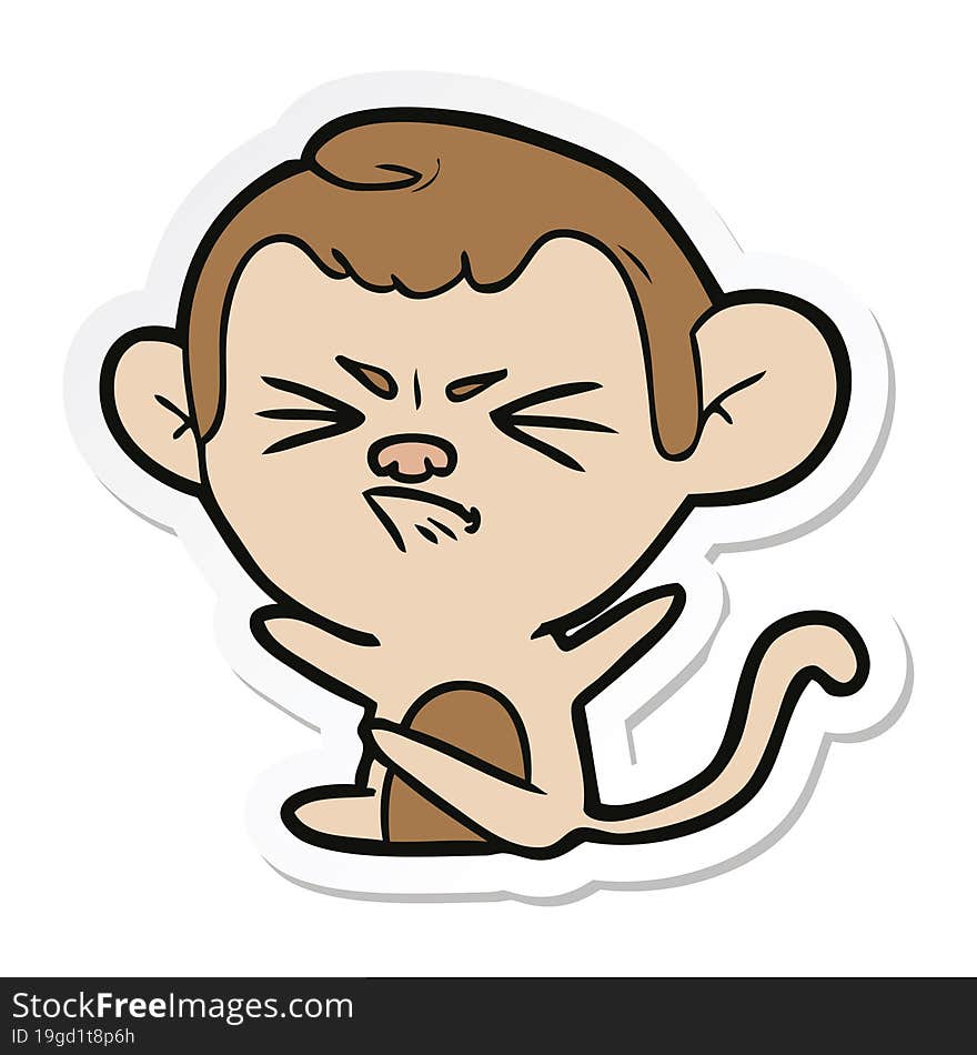 sticker of a cartoon angry monkey