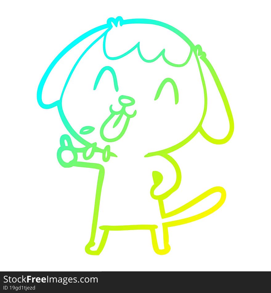 cold gradient line drawing of a cute cartoon dog