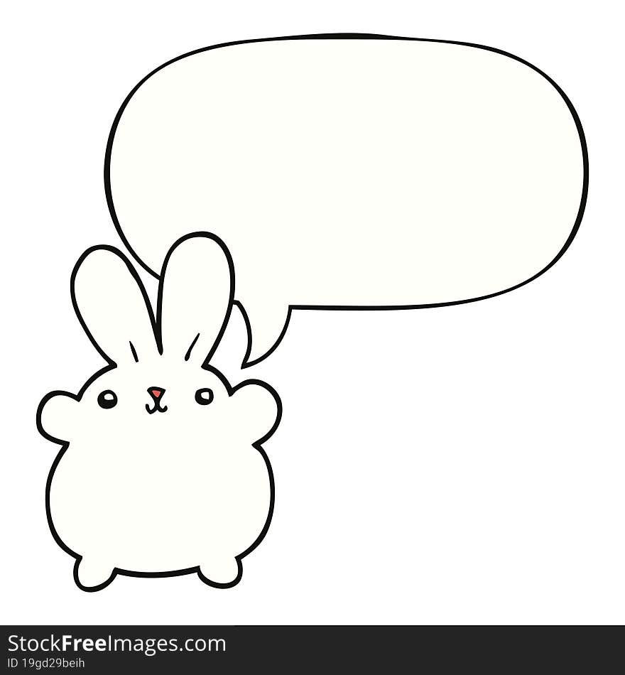 Cute Cartoon Rabbit And Speech Bubble