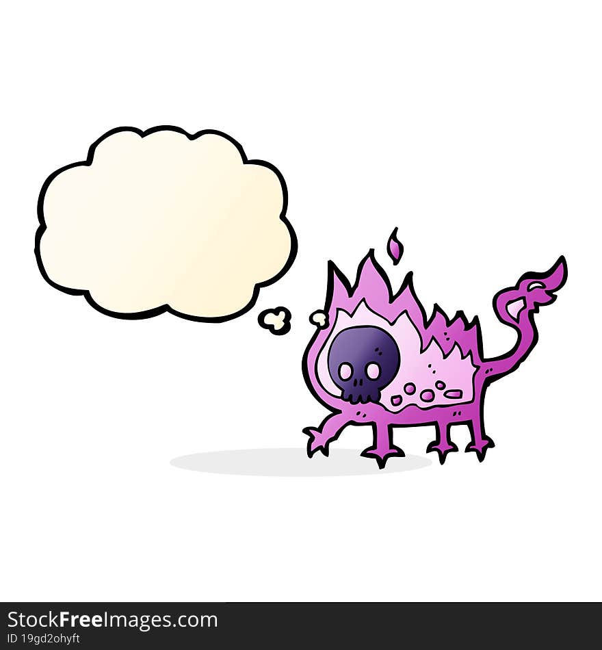 cartoon little imp with thought bubble