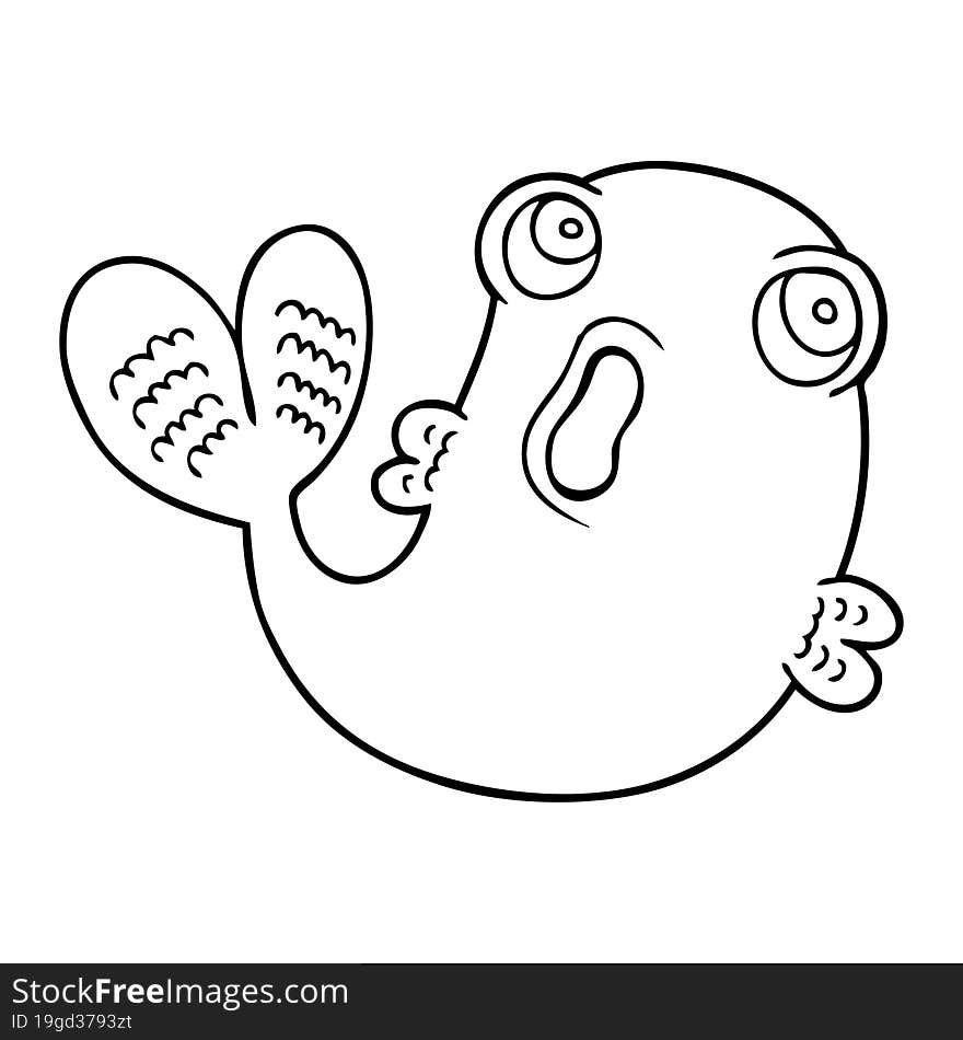 line drawing cartoon of a fish