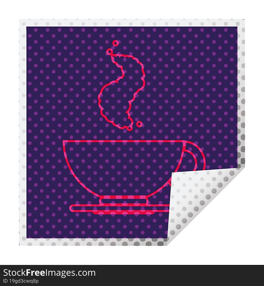 Coffee cup square peeling sticker