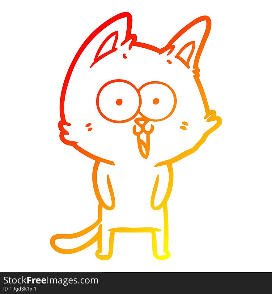 warm gradient line drawing funny cartoon cat