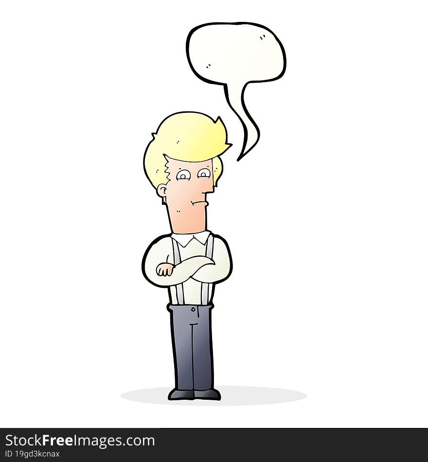 cartoon annoyed man with speech bubble