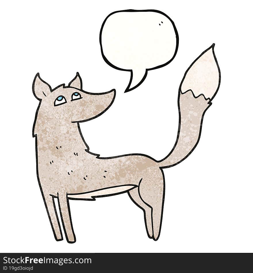 speech bubble textured cartoon wolf