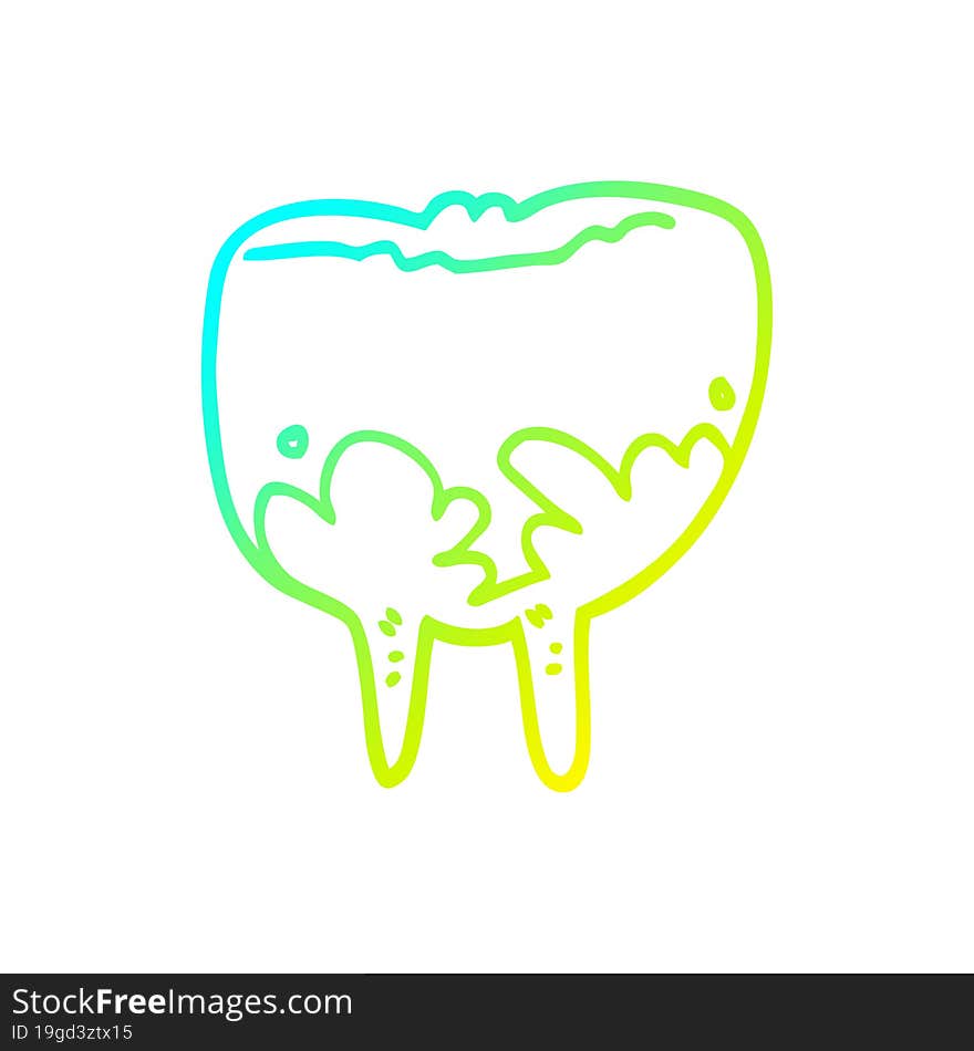 Cold Gradient Line Drawing Cartoon Tooth