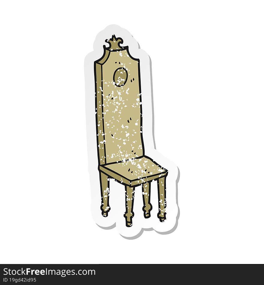 Retro Distressed Sticker Of A Cartoon Fancy Chair