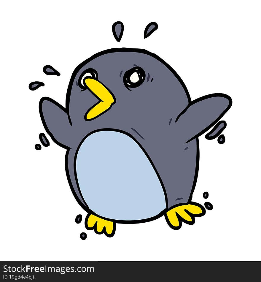 cartoon frightened penguin. cartoon frightened penguin