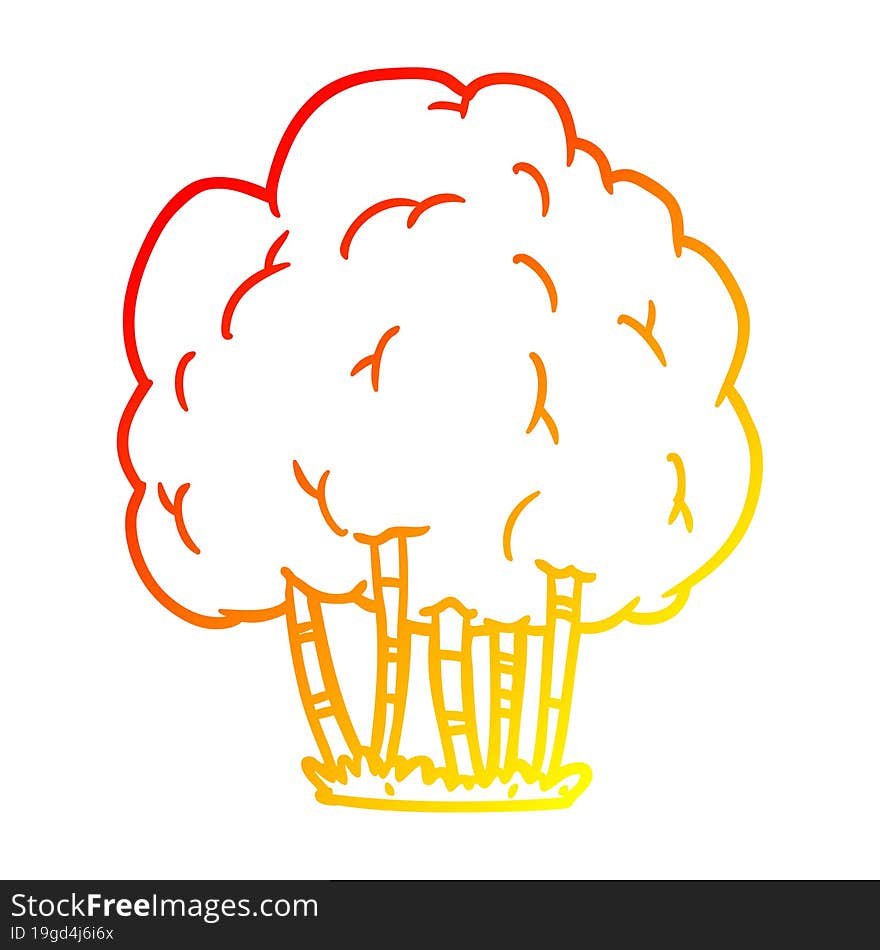 warm gradient line drawing of a Cartoon tree