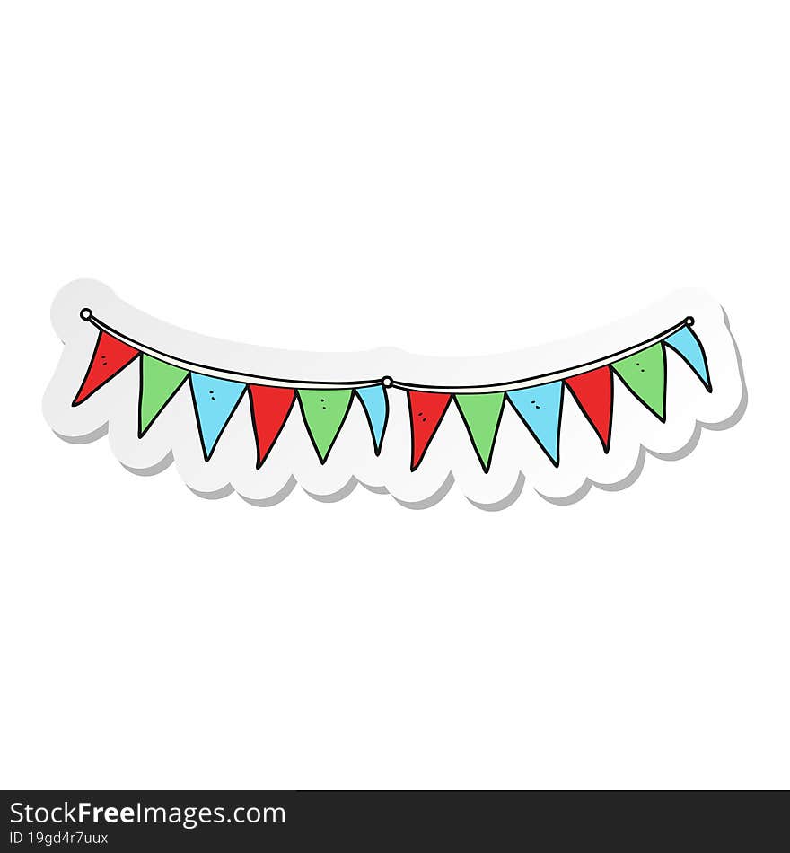 sticker of a cartoon bunting flags