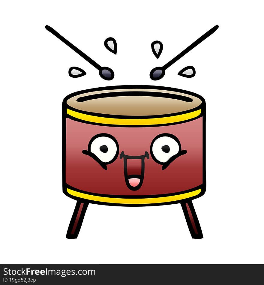 gradient shaded cartoon of a drum. gradient shaded cartoon of a drum