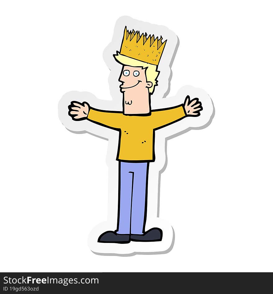 sticker of a cartoon man wearing crown