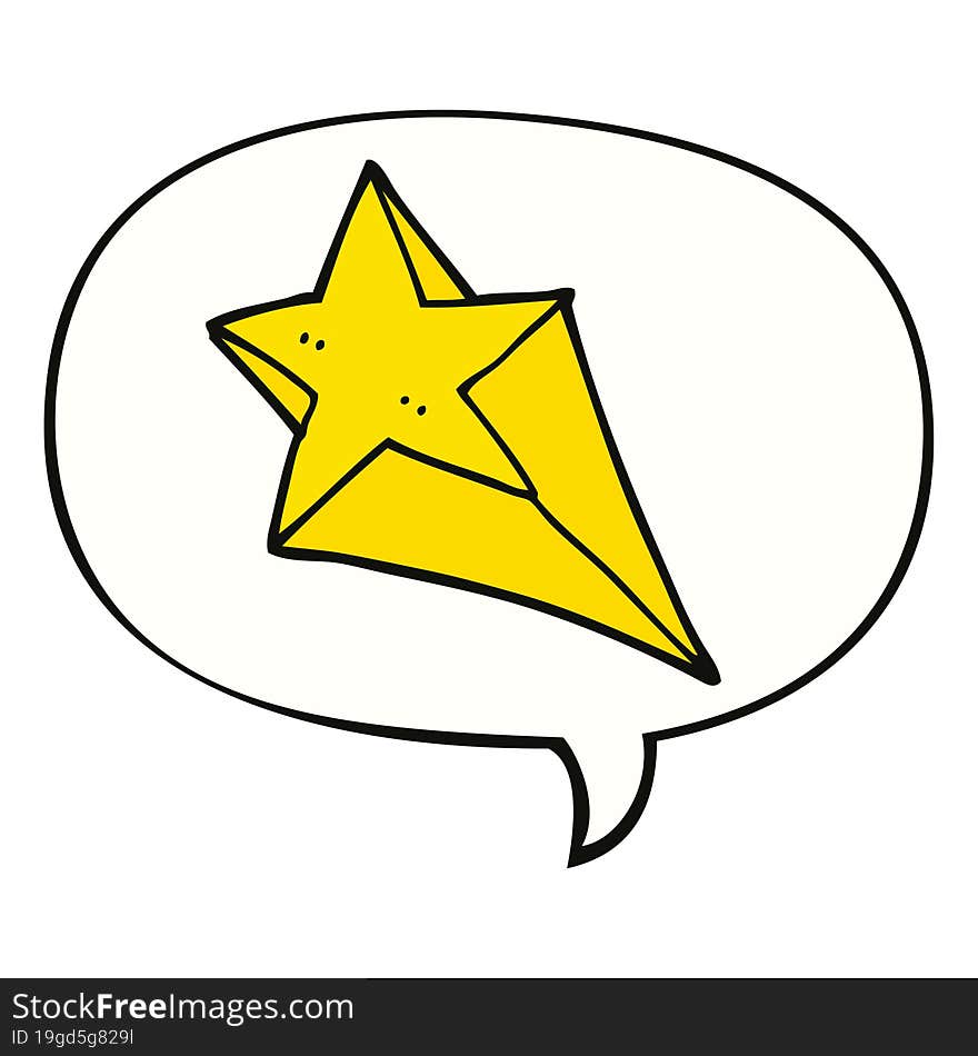 cartoon shooting star and speech bubble