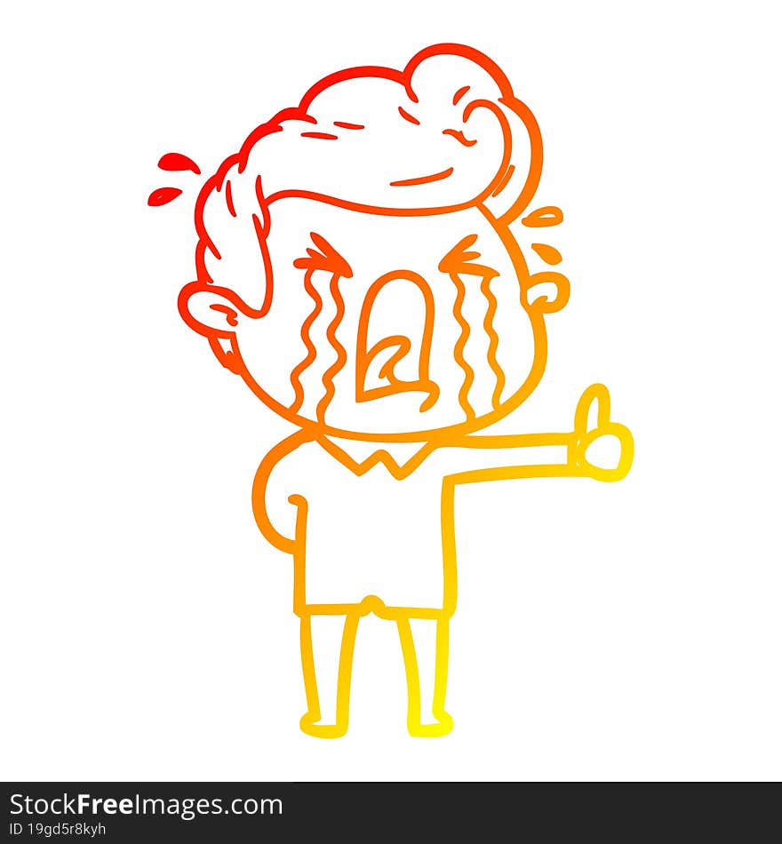 warm gradient line drawing cartoon crying man