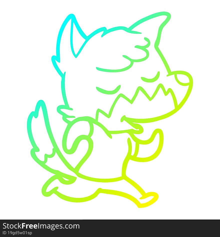 Cold Gradient Line Drawing Friendly Cartoon Fox Running