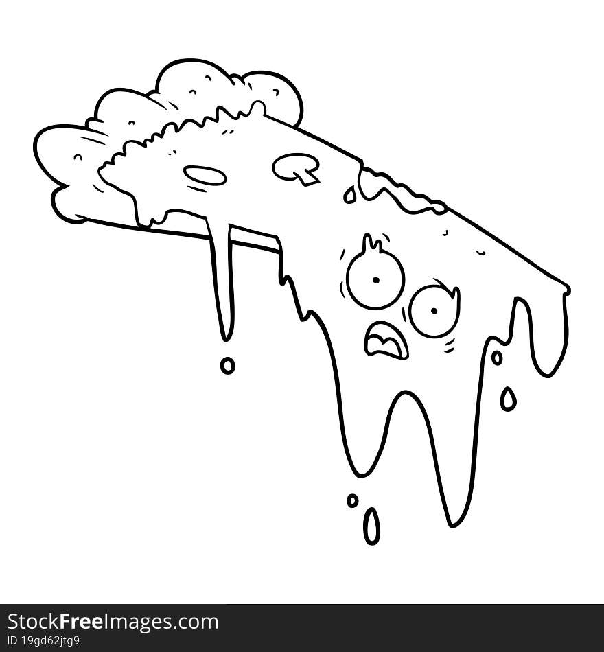 melting pizza cartoon. melting pizza cartoon