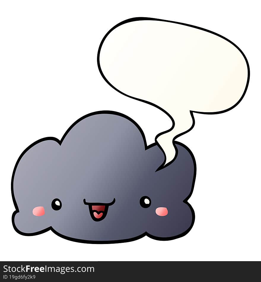 Cute Cartoon Cloud And Speech Bubble In Smooth Gradient Style