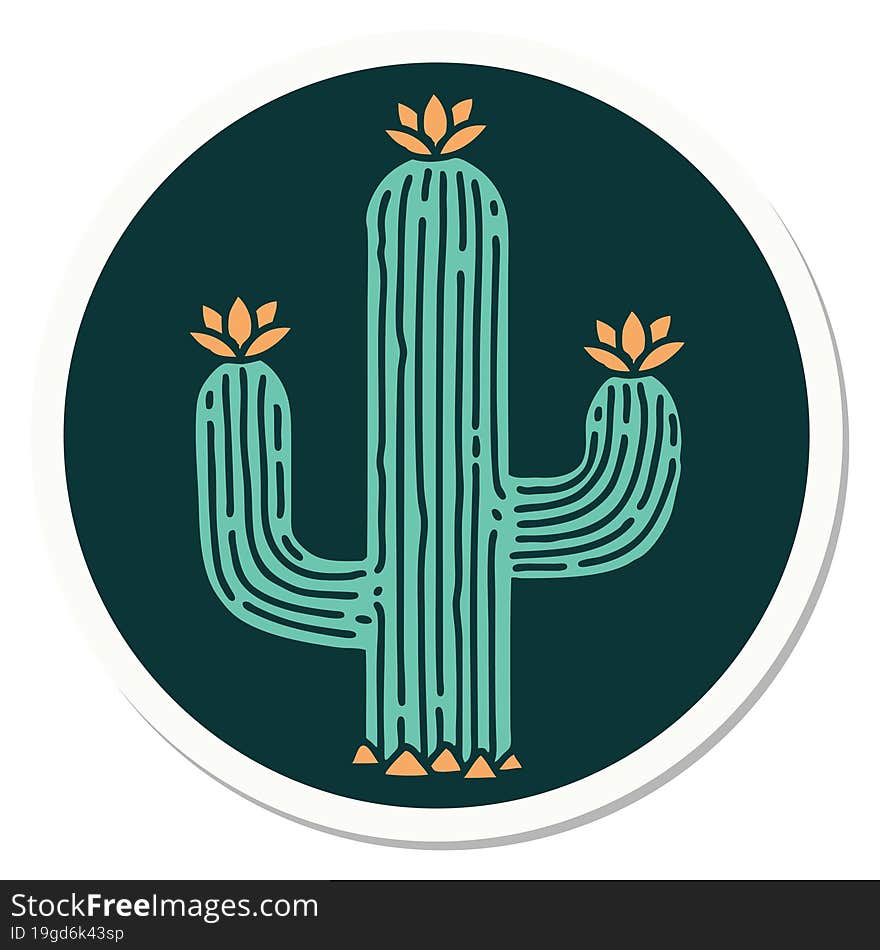 Tattoo Style Sticker Of A Cactus