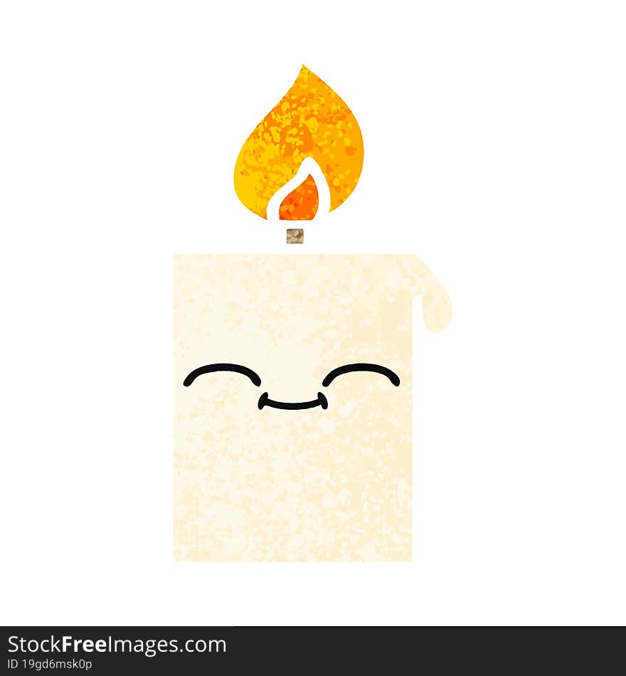 retro illustration style cartoon lit candle