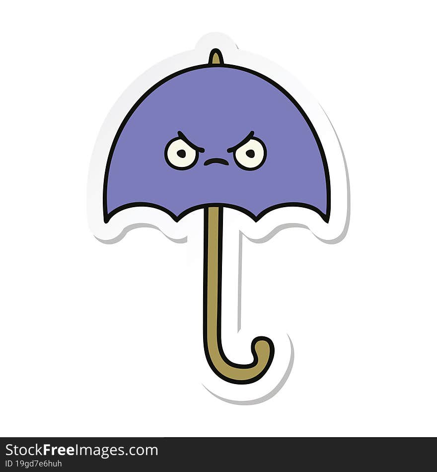 Sticker Of A Cute Cartoon Umbrella