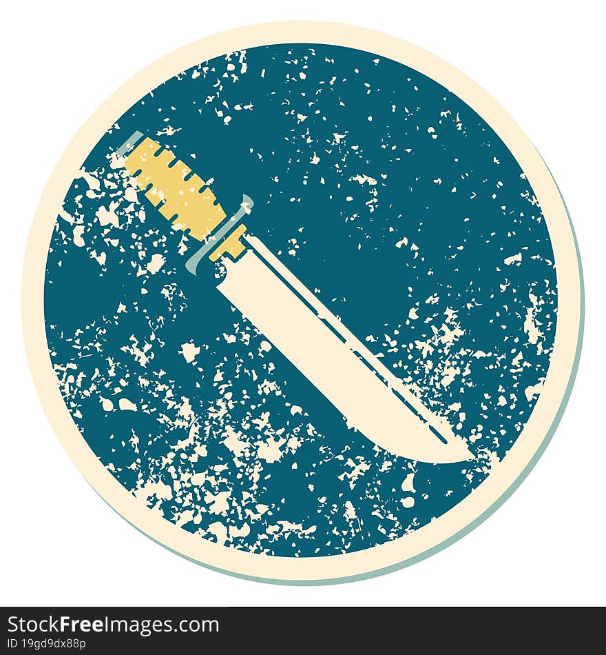 distressed sticker tattoo style icon of knife