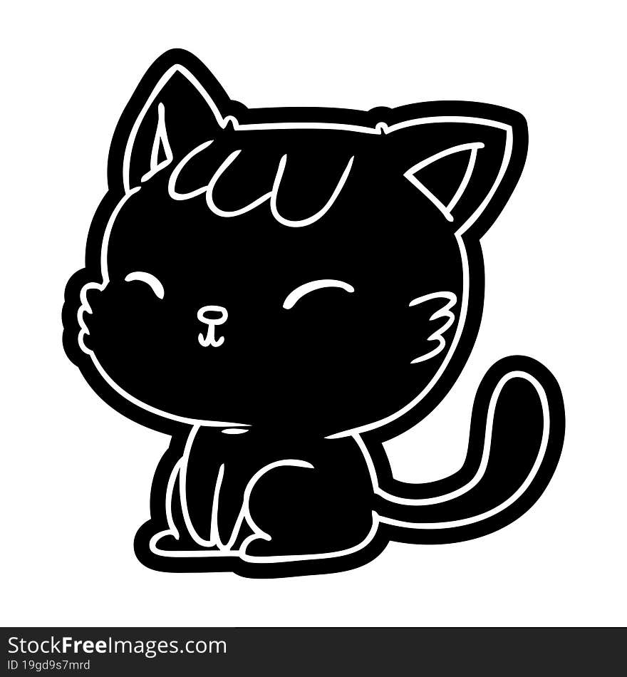 cartoon icon of cute kawaii cat