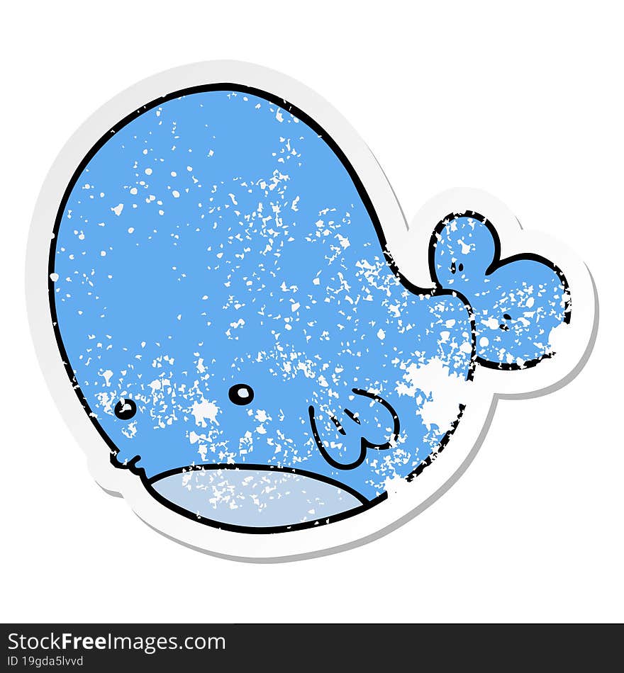 distressed sticker of a cartoon whale