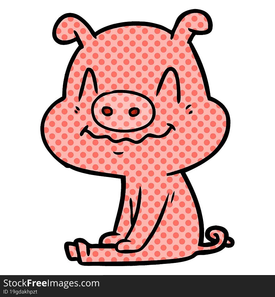 nervous cartoon pig sitting. nervous cartoon pig sitting