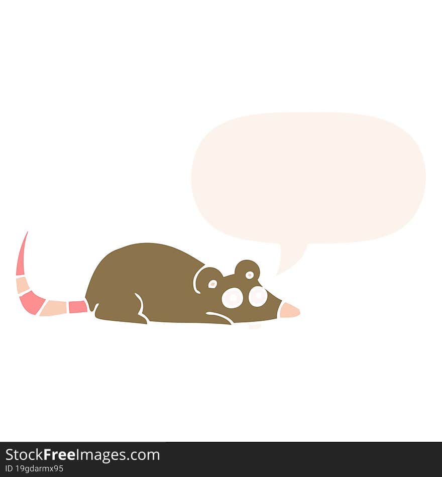 cartoon mouse and speech bubble in retro style