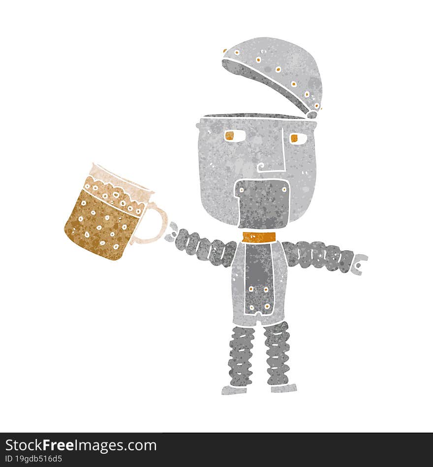 cartoon robot drinking beer