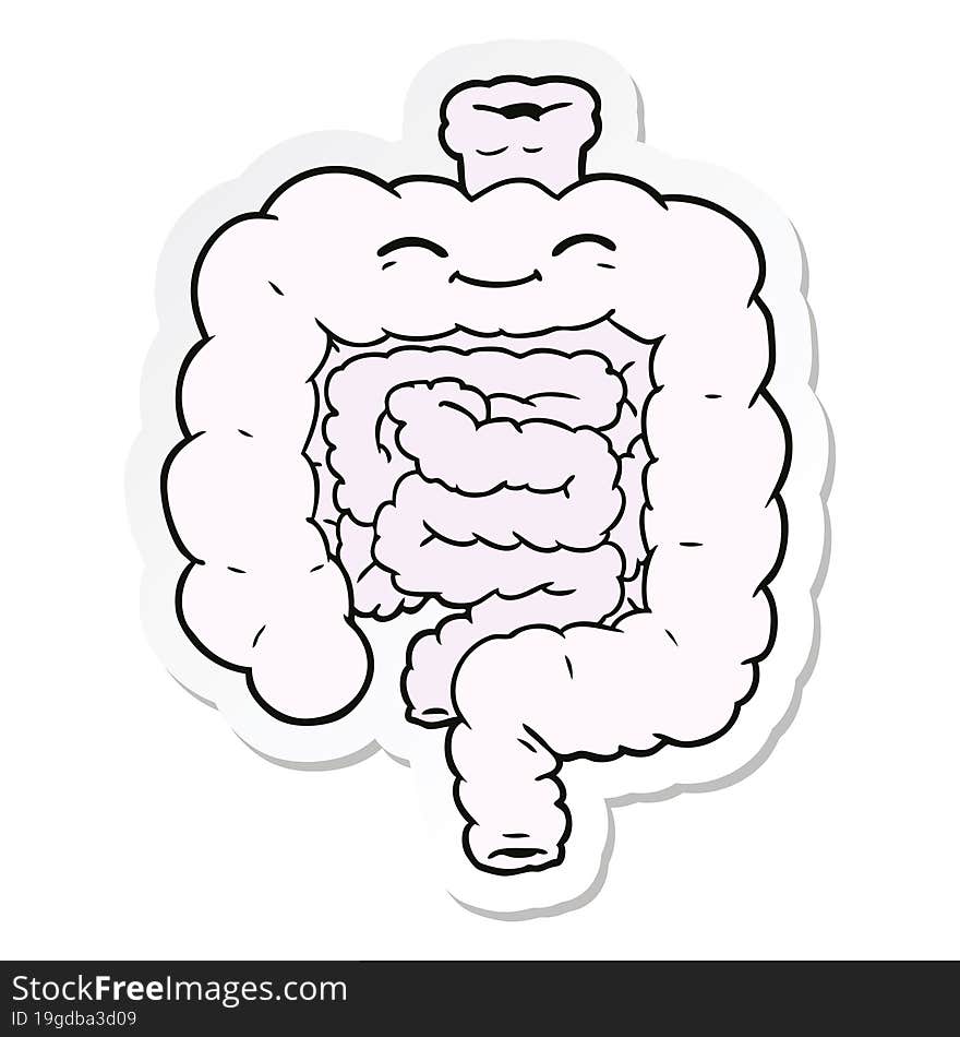 sticker of a cartoon intestines