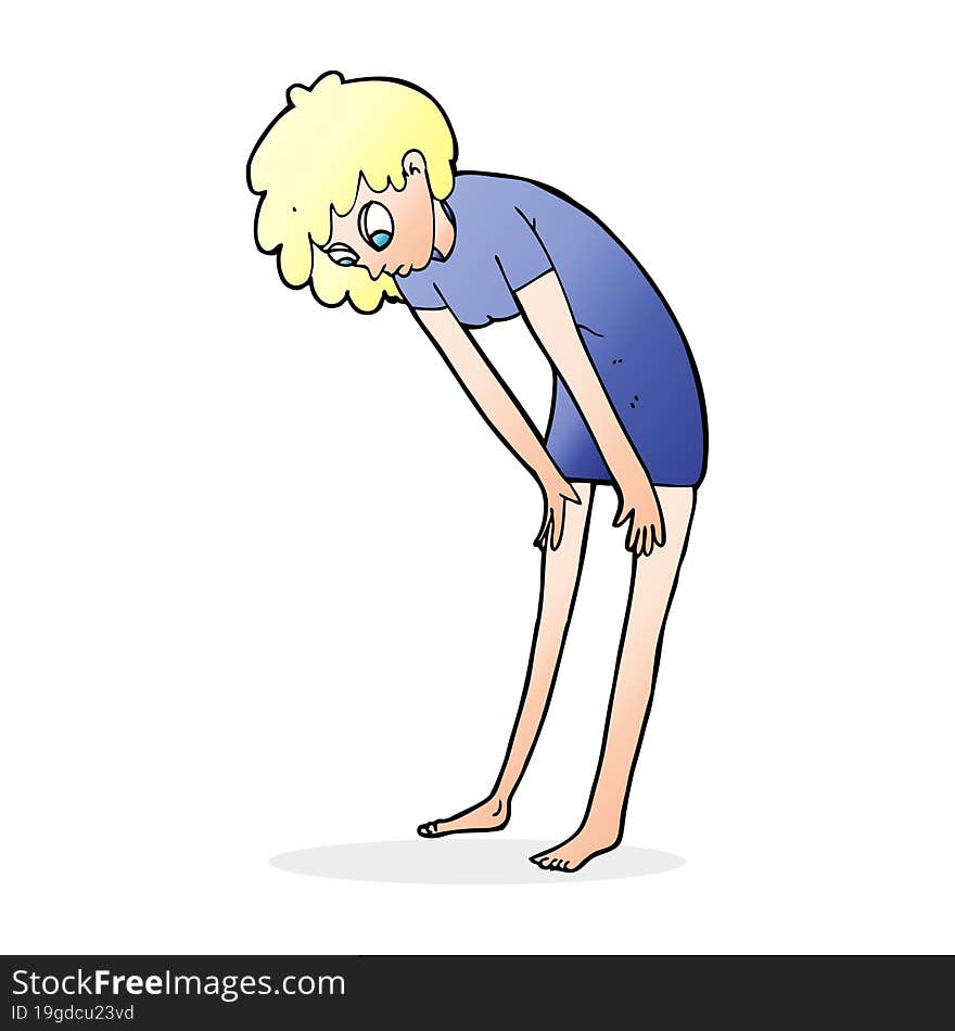 Cartoon Woman Looking At Her Feet