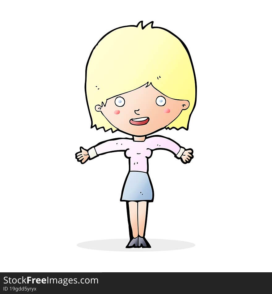 cartoon excited woman