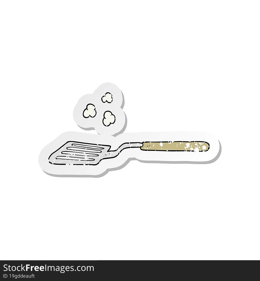 retro distressed sticker of a cartoon spatula