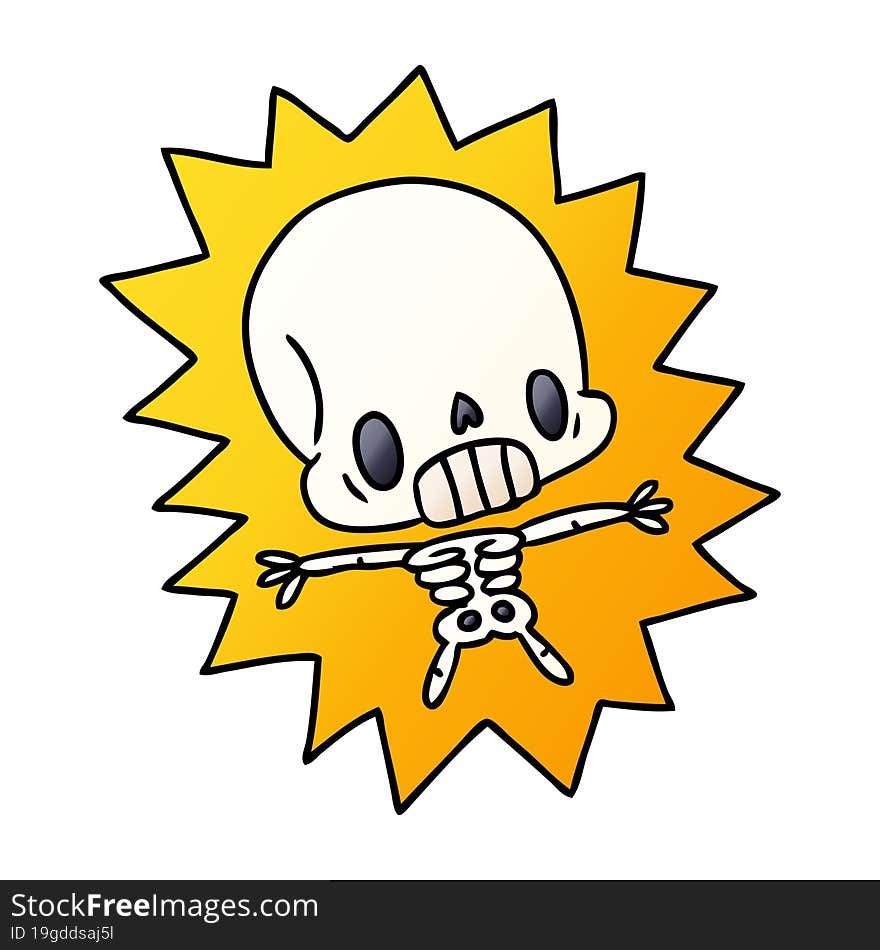 gradient cartoon kawaii electrocuted skeleton