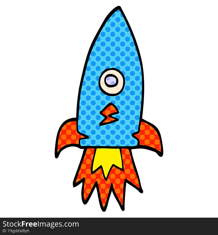 cartoon doodle space rocket